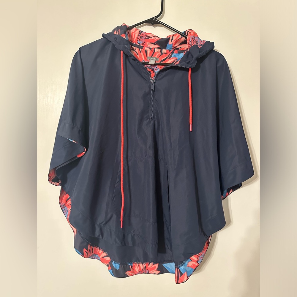 Aerie American Eagle blue hooded poncho xs/s